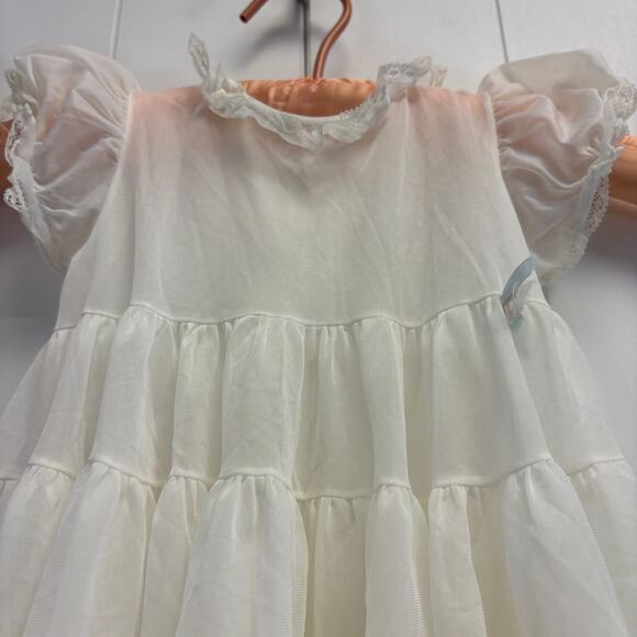 Vintage Infant Girl Delicate Tiered Christening Slip Dress Dainty Lace Victorian - Picture 3 of 8